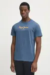 Bavlněné tričko Pepe Jeans Eggo modrá barva, s potiskem, PM508208