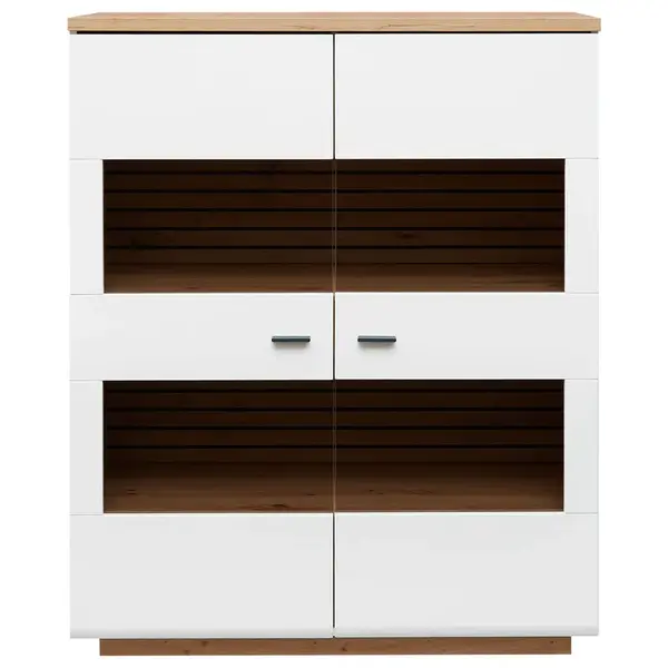 Stylife VYSOKÁ KOMODA, bílá, dub artisan, 110/137/40 cm