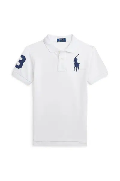 Dětská bavlněná polokošile Polo Ralph Lauren bílá barva, s aplikací, 323708861112