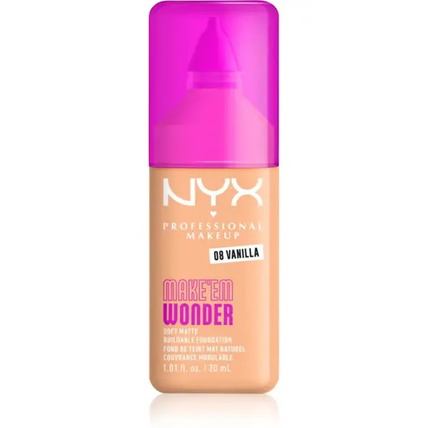 NYX Professional Makeup Make ‘Em Wonder ľahký zmatňujúci make-up odtieň 08 Vanilla 30 ml