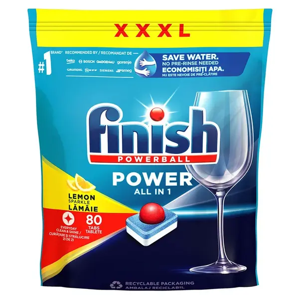FINISH Power All in 1 Tablety do myčky nádobí Lemon Sparkle 80 ks