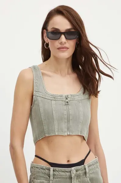 Džínový top Miss Sixty 6L2XJ2470000 XJ2470  DENIM SHIRT zelená barva, 6L2XJ2470000