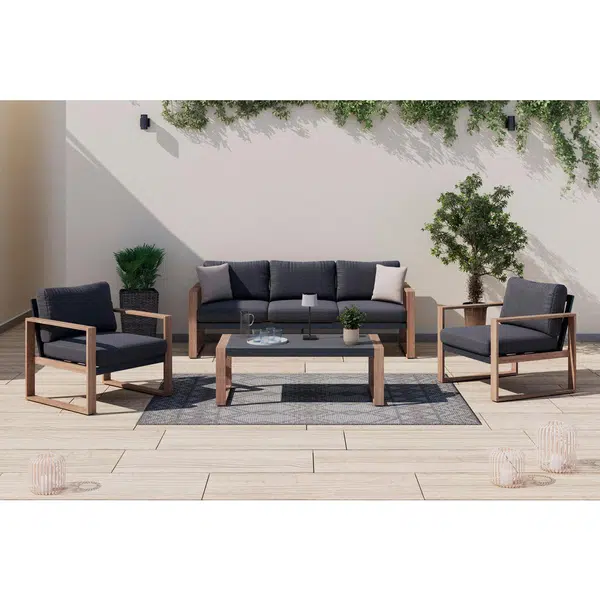 Ambia Garden ZAHRADNÍ SEDACÍ SOUPRAVA 4dílné, kov, sklo, textil
