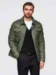Ombre Men's quilted jacket in shirt cut - olive