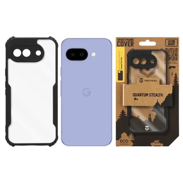 Zadní kryt Tactical Quantum Stealth pro Google Pixel 10a, transparentní černá