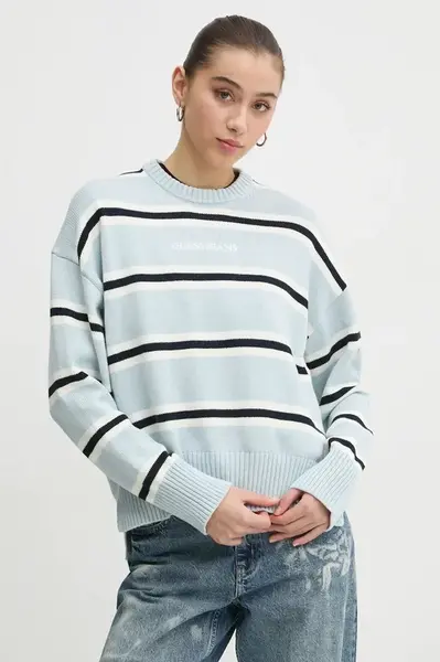 Bavlněný svetr Guess Jeans modrá barva, lehký, W4BR09 Z3HM1