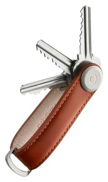 Klíčenka Orbitkey Leather Cognac with Tan Stitching