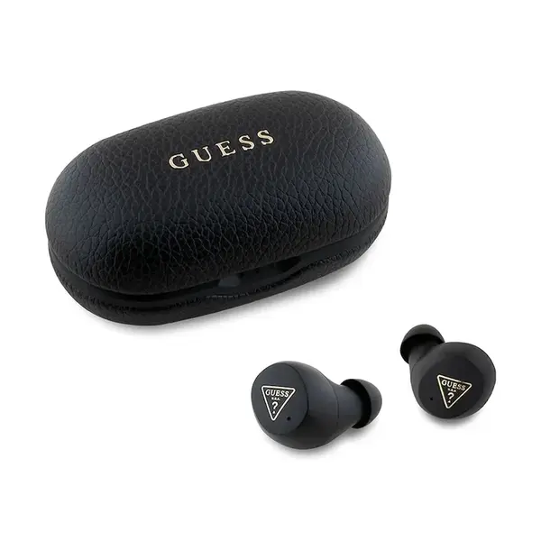 Bezdrátová sluchátka do uší Guess Grained Classic Logo černá barva