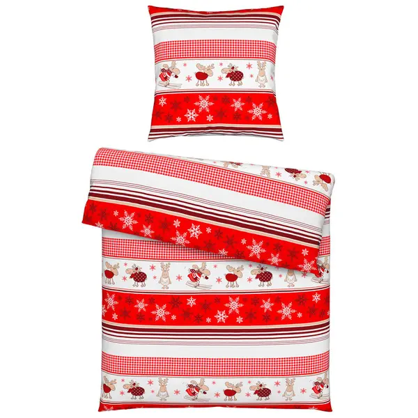Esposa POVLEČENÍ, flanel, červená, bílá, 135/200 cm