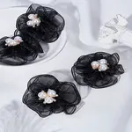 4Pcs Flower Alloy & Rhinestones & Gauze Ornament Accessories