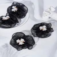 4Pcs Flower Alloy & Rhinestones & Gauze Ornament Accessories