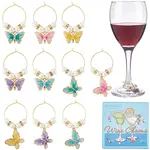 10Pcs 10 Styles Butterfly Alloy Enamel Charms Wine Glass Charms