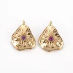 Brass Micro Pave Medium Violet Red Cubic Zirconia Pendants