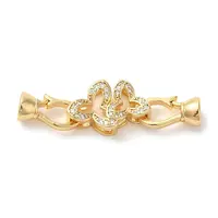 Flower Brass Micro Pave Clear Cubic Zirconia Fold Over Clasps
