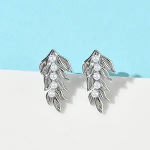 Leaf Brass Stud Earrings