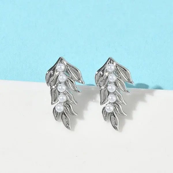 Leaf Brass Stud Earrings