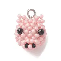 Glass Seed Beaded Pig Pendants