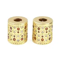 Brass Micro Pave Cubic Zirconia European Beads