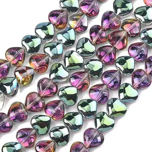 Electroplated Transparent Glass Beads Strand