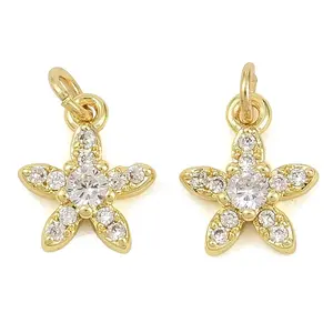 Brass Micro Pave Clear Cubic Zirconia Charms