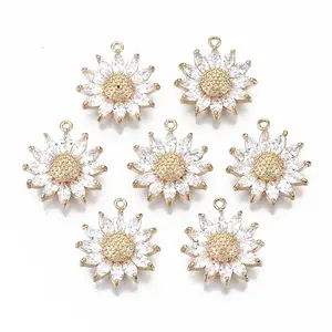 Brass Micro Pave Cubic Zirconia Pendants