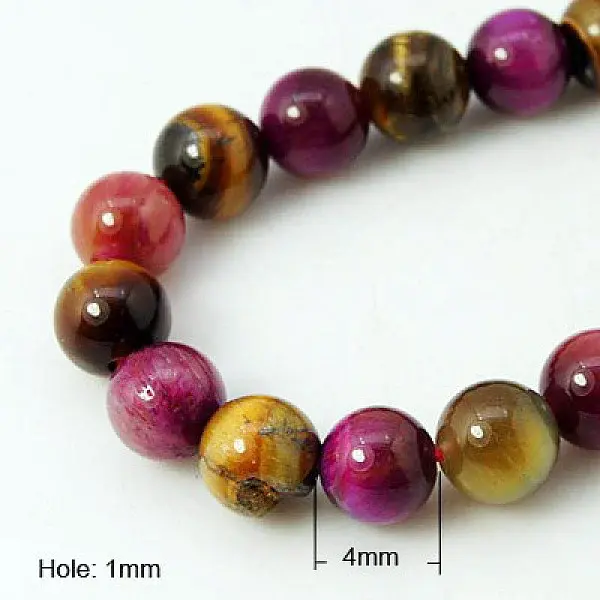 Natural Rose Tiger Eye(Dyed & Heated) and Yellow Tiger Eye(Dyed & Heated) Beads Strands