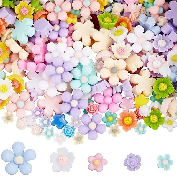 300Pcs 5 Styles Opaque Resin Cabochons