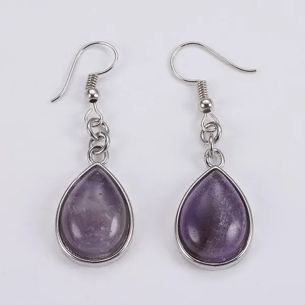 Natural Amethyst Dangle Earrings