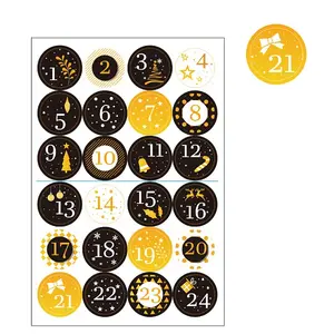 Number 1-24 Christmas Paper Self Adhesive Stickers