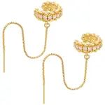 2Pcs Brass Micro Pave Clear Cubic Zirconia Cuff Earrings