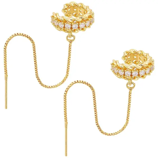 2Pcs Brass Micro Pave Clear Cubic Zirconia Cuff Earrings