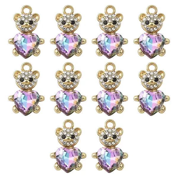 10Pcs Alloy Glass Pendants