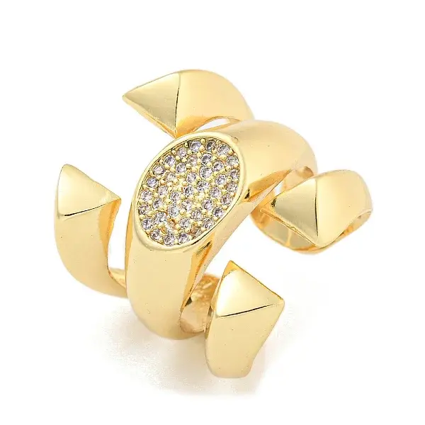 Oval Clear Cubic Zirconia Open Cuff Ring