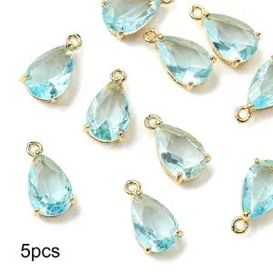 5Pcs Transparent Glass Charms