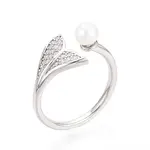 Adjustable 925 Sterling Silver with Cubic Zirconia Mermaid Fishtail Ring
