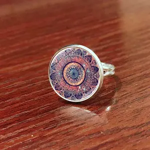 Glass Mandala Flower Finger Ring