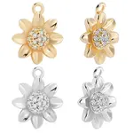 8Pcs 2 Colors Brass Micro Pave Clear Cubic Zirconia Charms