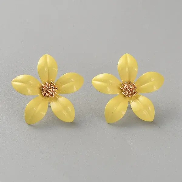 Iron & Alloy Enamel Flower Stud Earrings
