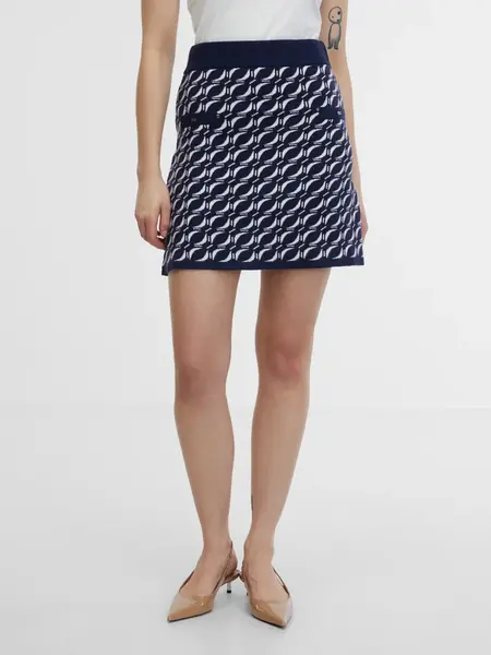 Tmavomodrá vzorovaná sukňa Orsay