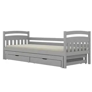 Posteľ Tosia s prístelkou + zásuvky 80x160 sivá