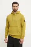 Bavlněná mikina Calvin Klein Jeans pánská, zelená barva, s kapucí, s aplikací, J30J323430