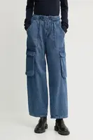 Bavlněné kalhoty G-Star modrá barva, jednoduché, high waist, D25321-D759