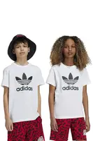 Dětské bavlněné tričko adidas Originals TREFOIL TEE bílá barva, s potiskem, JE0516