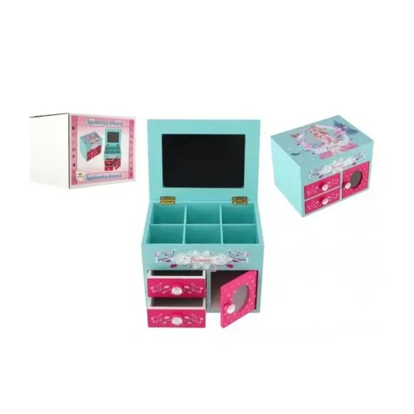 Teddies Drevená šperkovnica Princess 3 Odklápací vrch