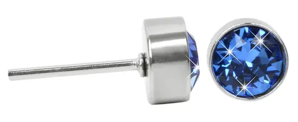 Levien Krásne oceľové náušnice Chaton Sapphire