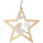 Anděl Hviezda s vtáčikom na zavesenie 14 cm zlatá