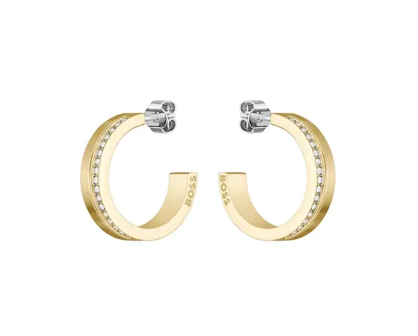 Hugo Boss Slušivé pozlátené kruhové náušnice 1580522