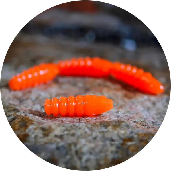 Redbass gumová nástraha trout grub signal orange uv color - 3x16 mm