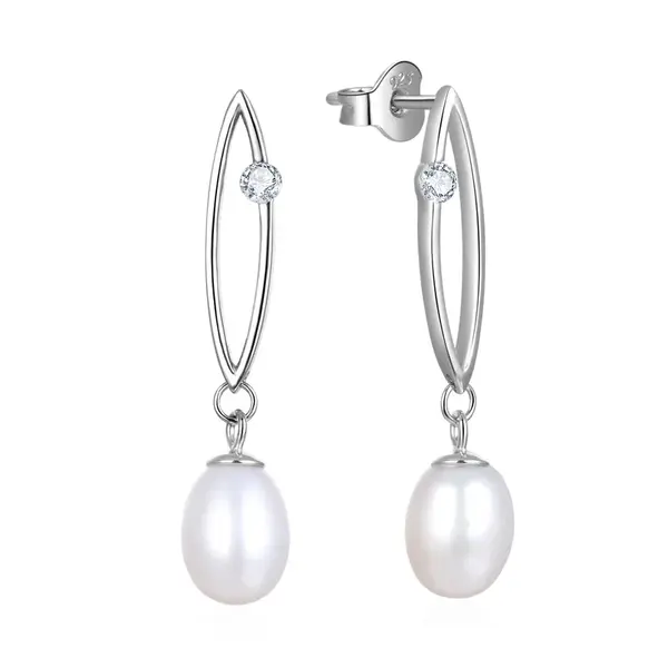 Beneto Strieborné náušnice s pravými perlami AGUC2615P
