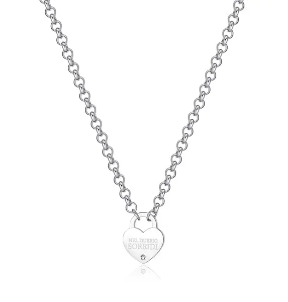 S'Agapõ Slušivý oceľový náhrdelník so srdiečkom Be My Always SBM75